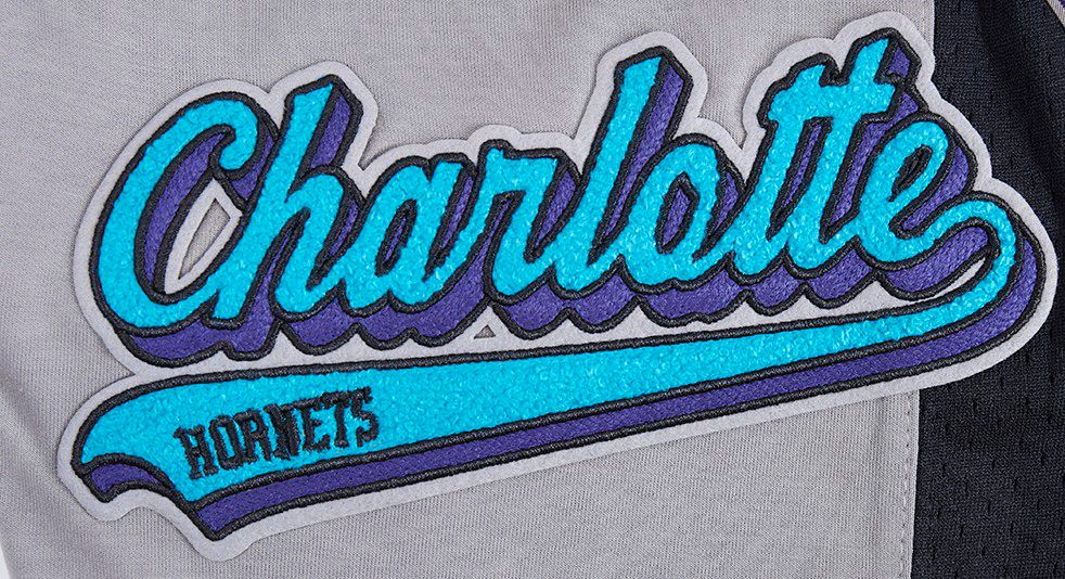 Pro Standard Men's Charlotte Hornets Gray Script Tail Fleece Shorts product image