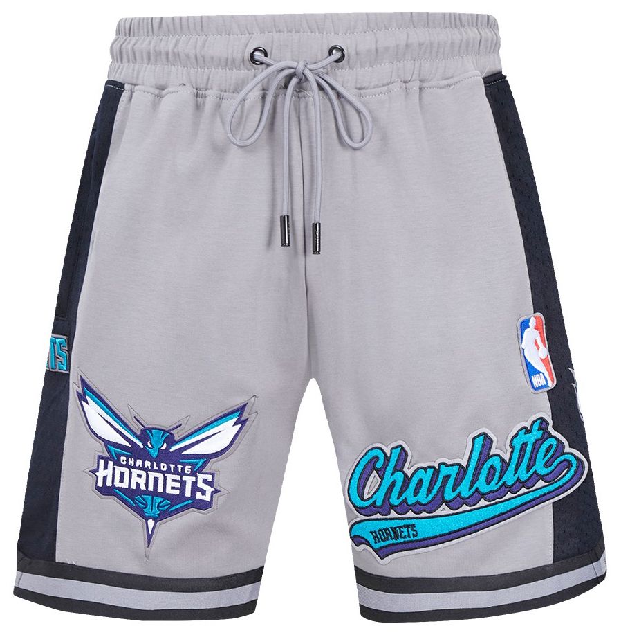 Pro Standard Men's Charlotte Hornets Gray Script Tail Fleece Shorts product image