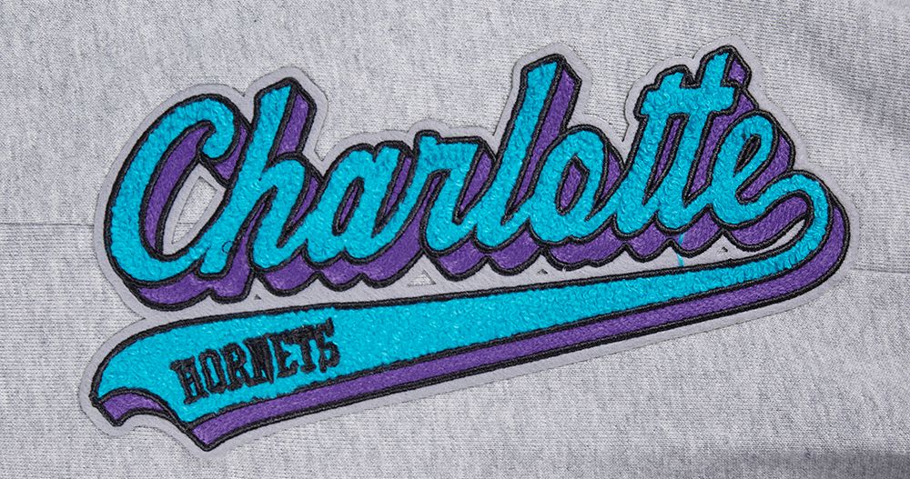 Pro Standard Men's Charlotte Hornets Gray Script Tail Rib Fleece Sweatpants product image