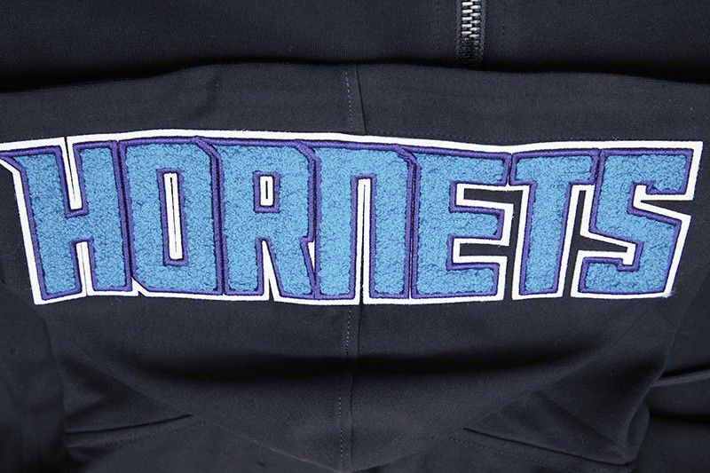Pro Standard Men's Charlotte Hornets Black Classic Chenille Full Zip Hoodie product image
