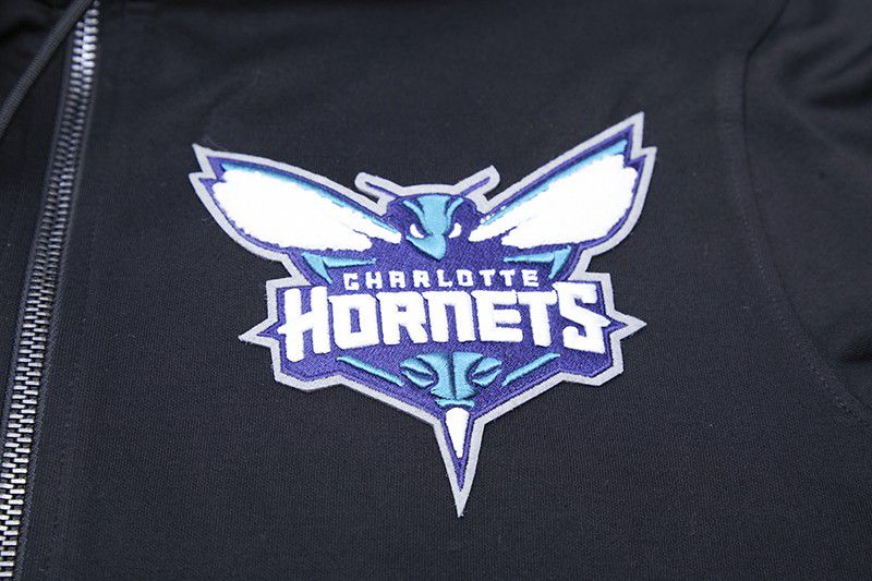 Pro Standard Men's Charlotte Hornets Black Classic Chenille Full Zip Hoodie product image