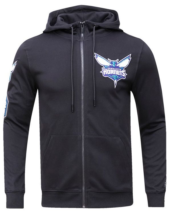 Pro Standard Men's Charlotte Hornets Black Classic Chenille Full Zip Hoodie product image
