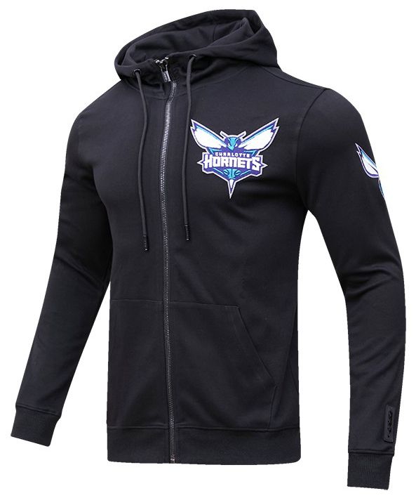 Pro Standard Men's Charlotte Hornets Black Classic Chenille Full Zip Hoodie product image
