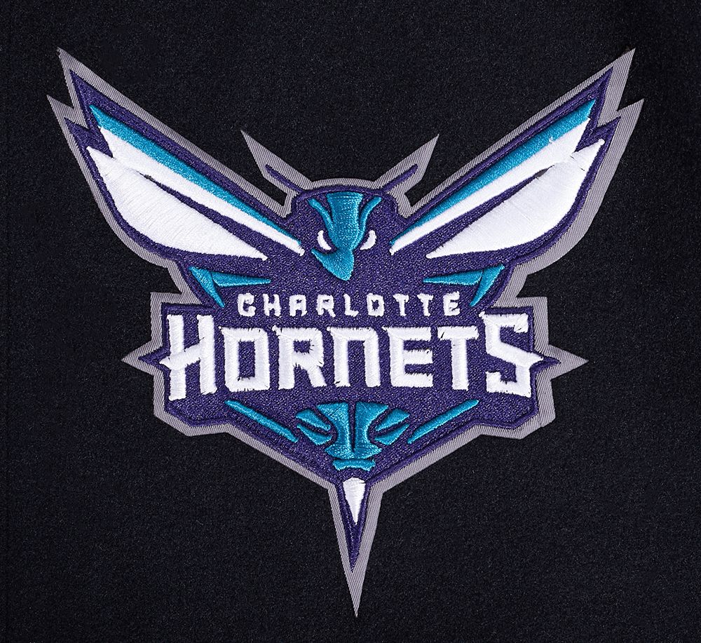 Pro Standard Men's Charlotte Hornets Black Script Tail Rib Wool Varsity Jacket product image
