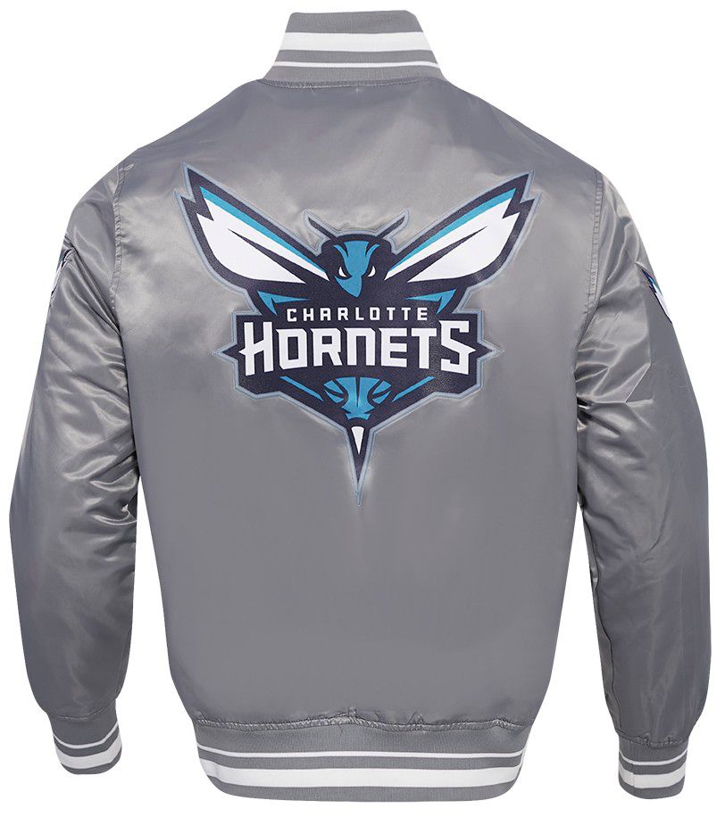 Pro Standard Men's Charlotte Hornets Grey Script Tail Satin Jacket product image