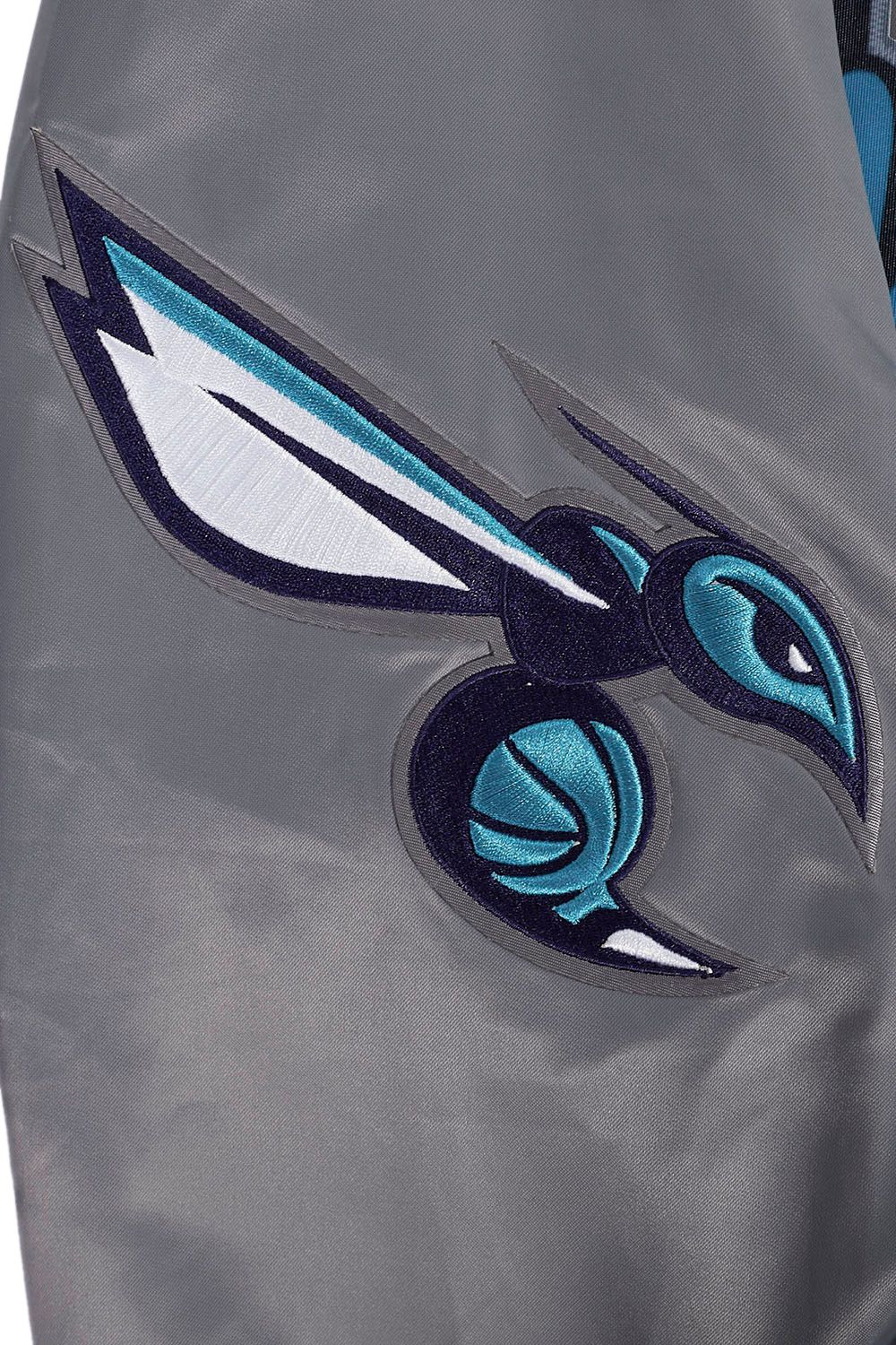 Pro Standard Men's Charlotte Hornets Grey Script Tail Satin Jacket product image