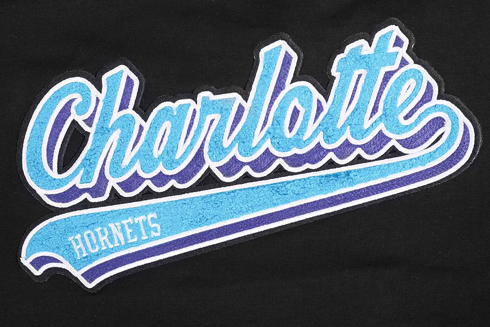 Pro Standard Women's Charlotte Hornets Black Script Tail Boxy Cropped T-Shirt product image