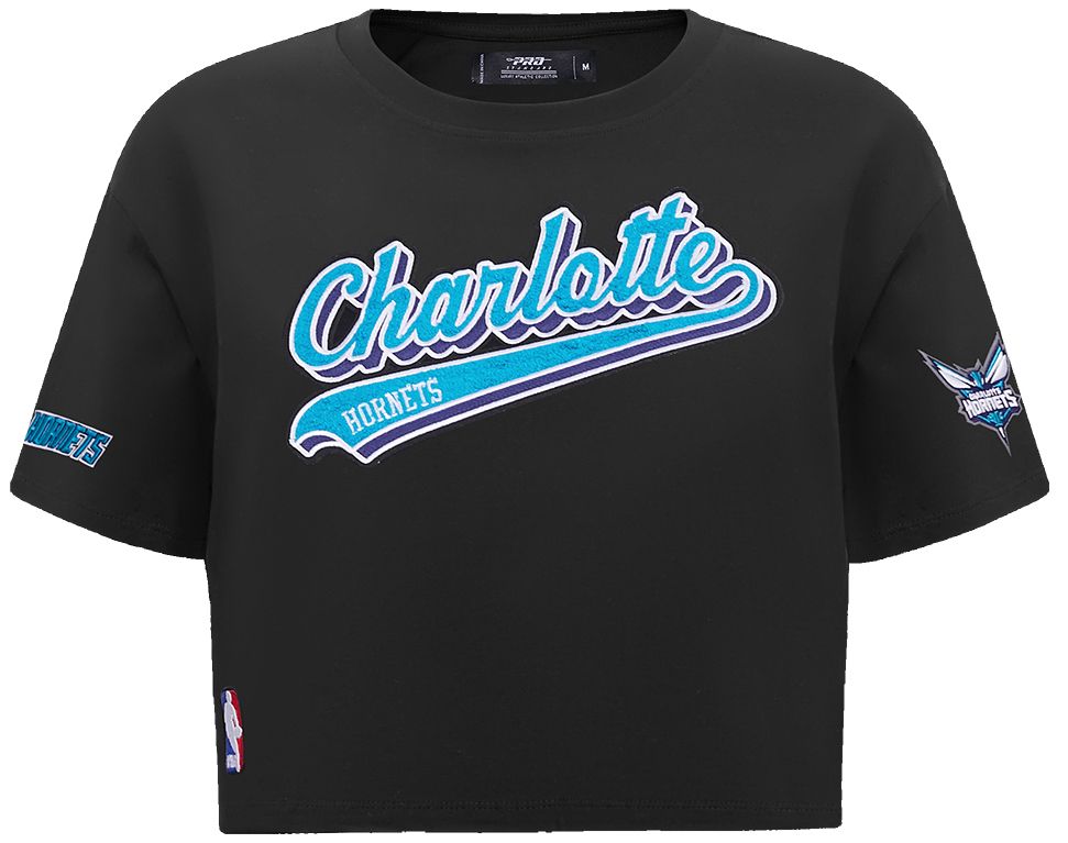 Pro Standard Women's Charlotte Hornets Black Script Tail Boxy Cropped T-Shirt product image
