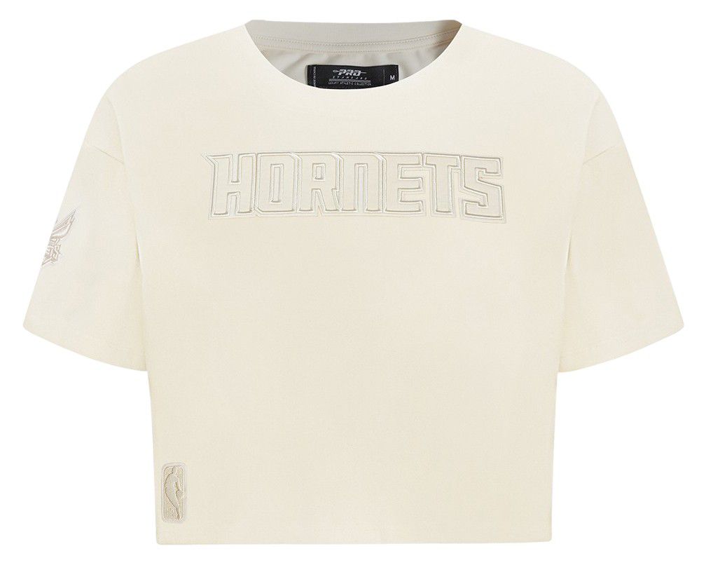 Pro Standard Women's Charlotte Hornets Off-White Neutral Boxy Cropped T-Shirt product image