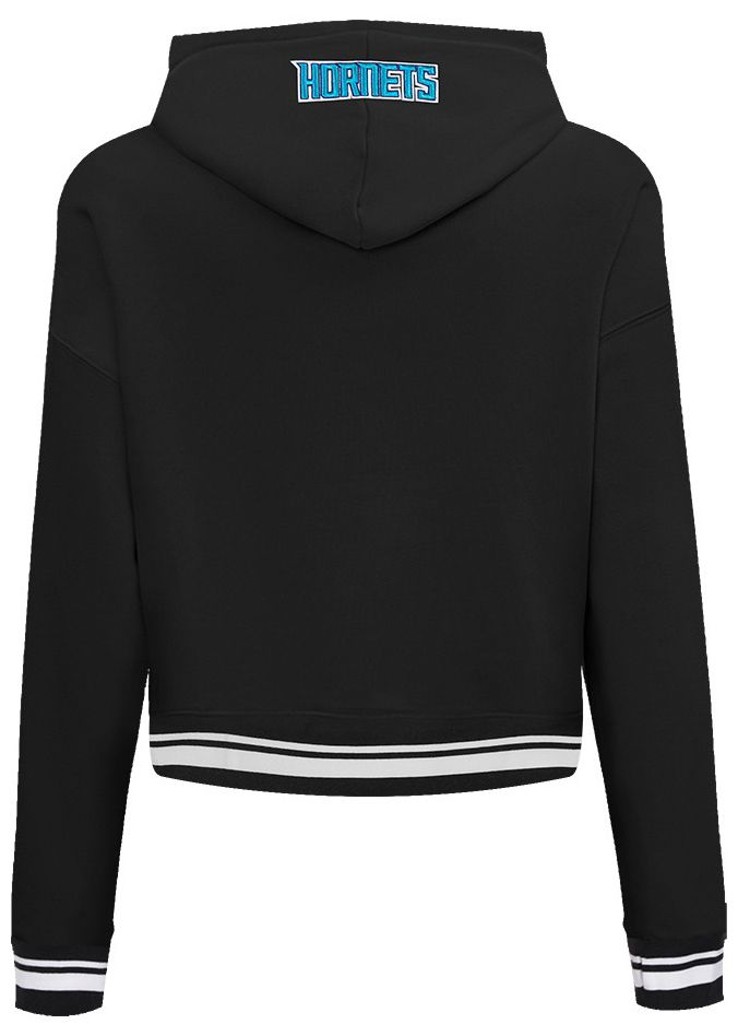 Pro Standard Women's Charlotte Hornets Black Script Tail Rib Cropped Fleece Pullover Hoodie product image