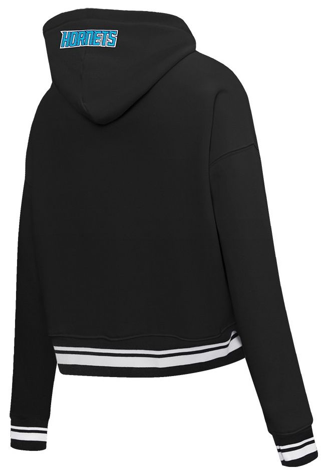 Pro Standard Women's Charlotte Hornets Black Script Tail Rib Cropped Fleece Pullover Hoodie product image