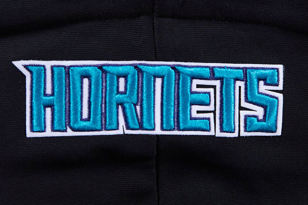 Pro Standard Women's Charlotte Hornets Black Script Tail Rib Cropped Fleece Pullover Hoodie product image