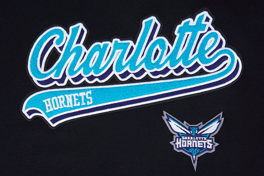 Pro Standard Women's Charlotte Hornets Black Script Tail Rib Cropped Fleece Pullover Hoodie product image