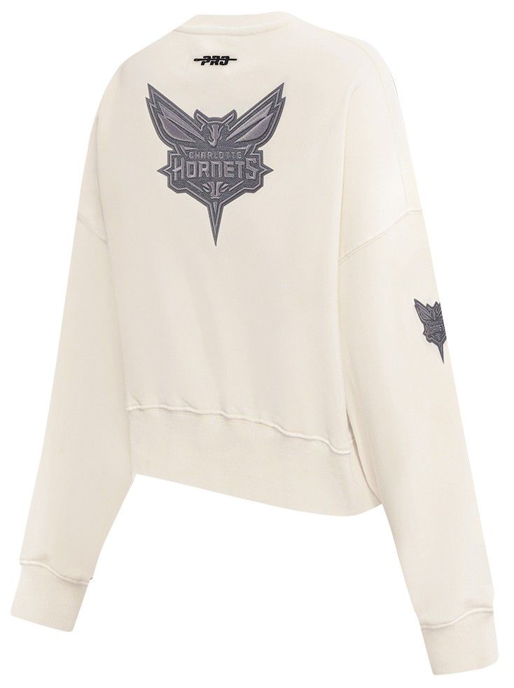 Pro Standard Women's Charlotte Hornets Off White Reverse French Terry Crewneck Sweatshirt product image