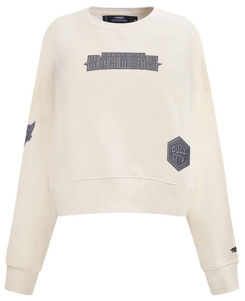 Pro Standard Women's Charlotte Hornets Off White Reverse French Terry Crewneck Sweatshirt product image