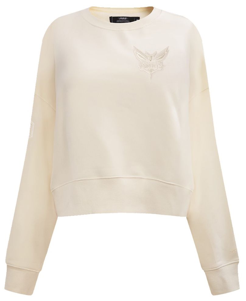 Pro Standard Women's Charlotte Hornets Off White Neutral Fleece Crewneck Sweatshirt product image