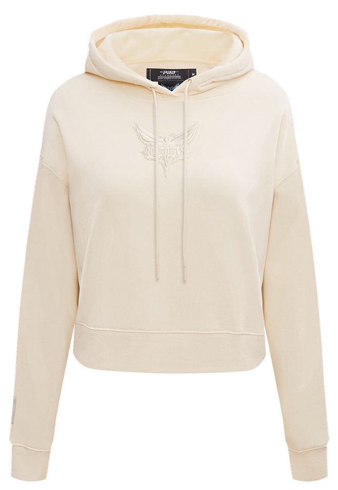 Pro Standard Women's Charlotte Hornets Off White Neutral Cropped Fleece Pullover Hoodie product image