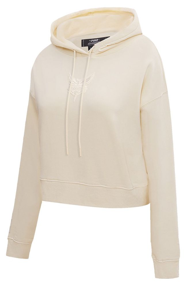 Pro Standard Women's Charlotte Hornets Off White Neutral Cropped Fleece Pullover Hoodie product image