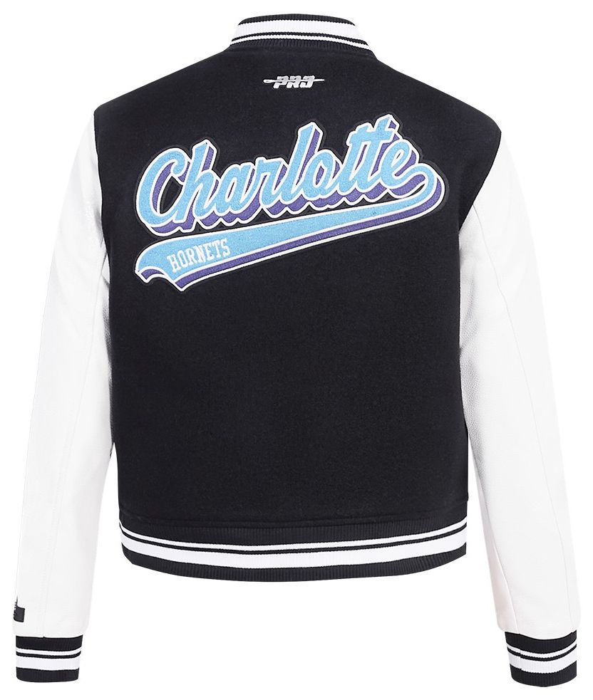 Pro Standard Women's Charlotte Hornets Black Script Tail Wool Varsity Jacket product image