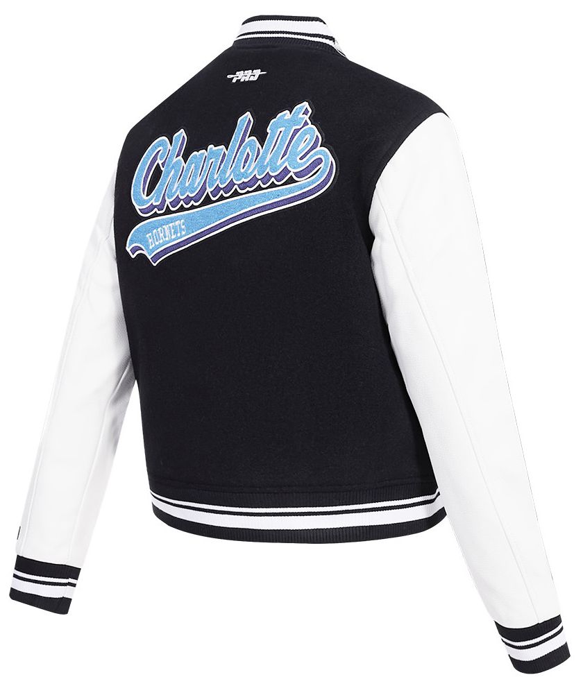 Pro Standard Women's Charlotte Hornets Black Script Tail Wool Varsity Jacket product image