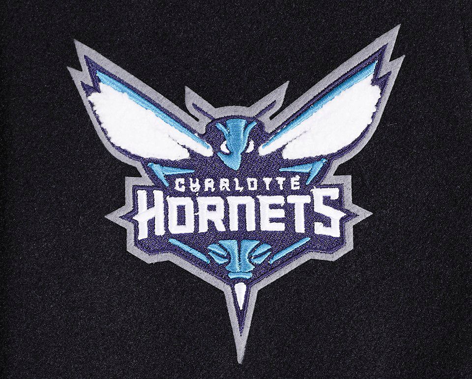 Pro Standard Women's Charlotte Hornets Black Script Tail Wool Varsity Jacket product image