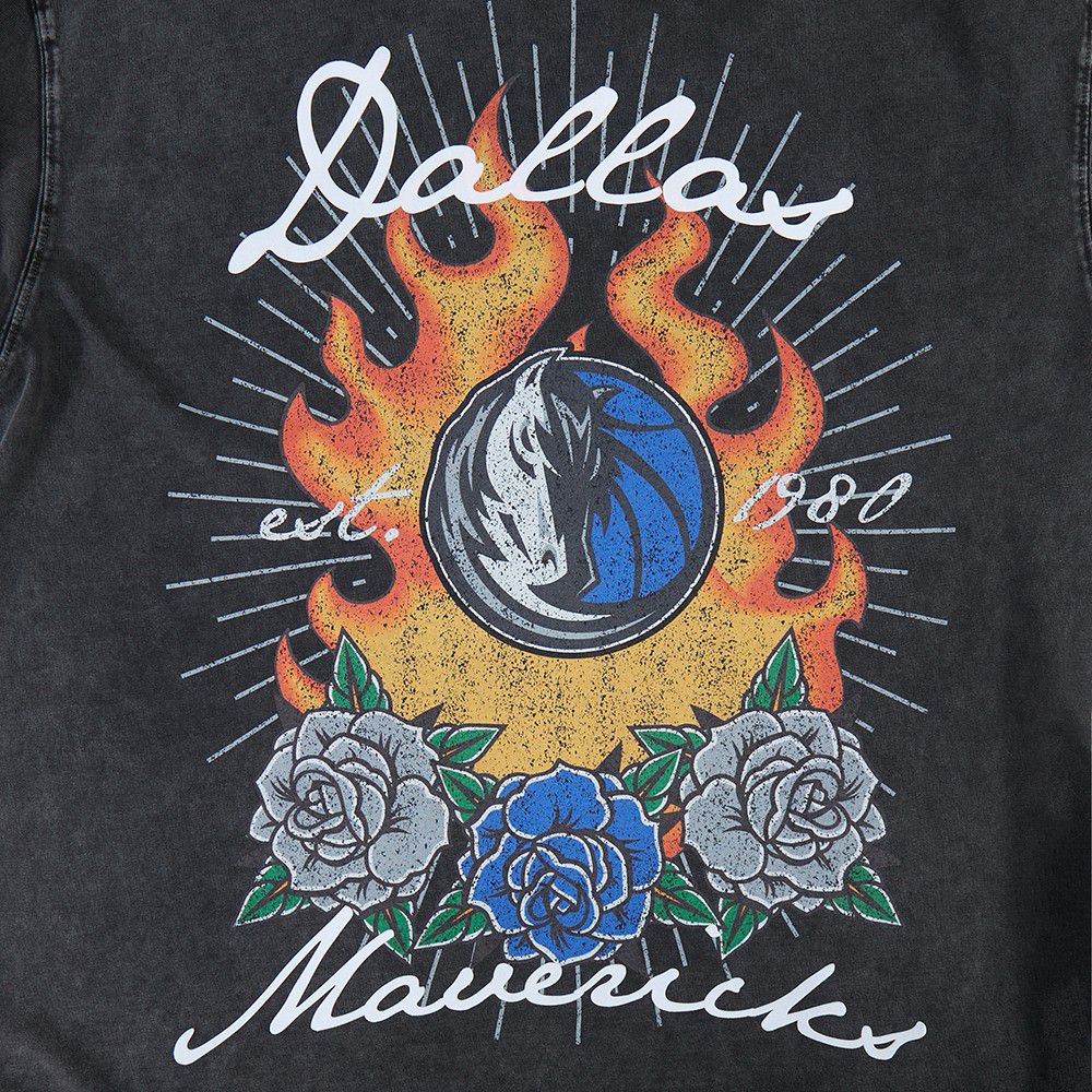 Pro Standard Men's Dallas Mavericks Black Fire And Roses Washed T-Shirt product image