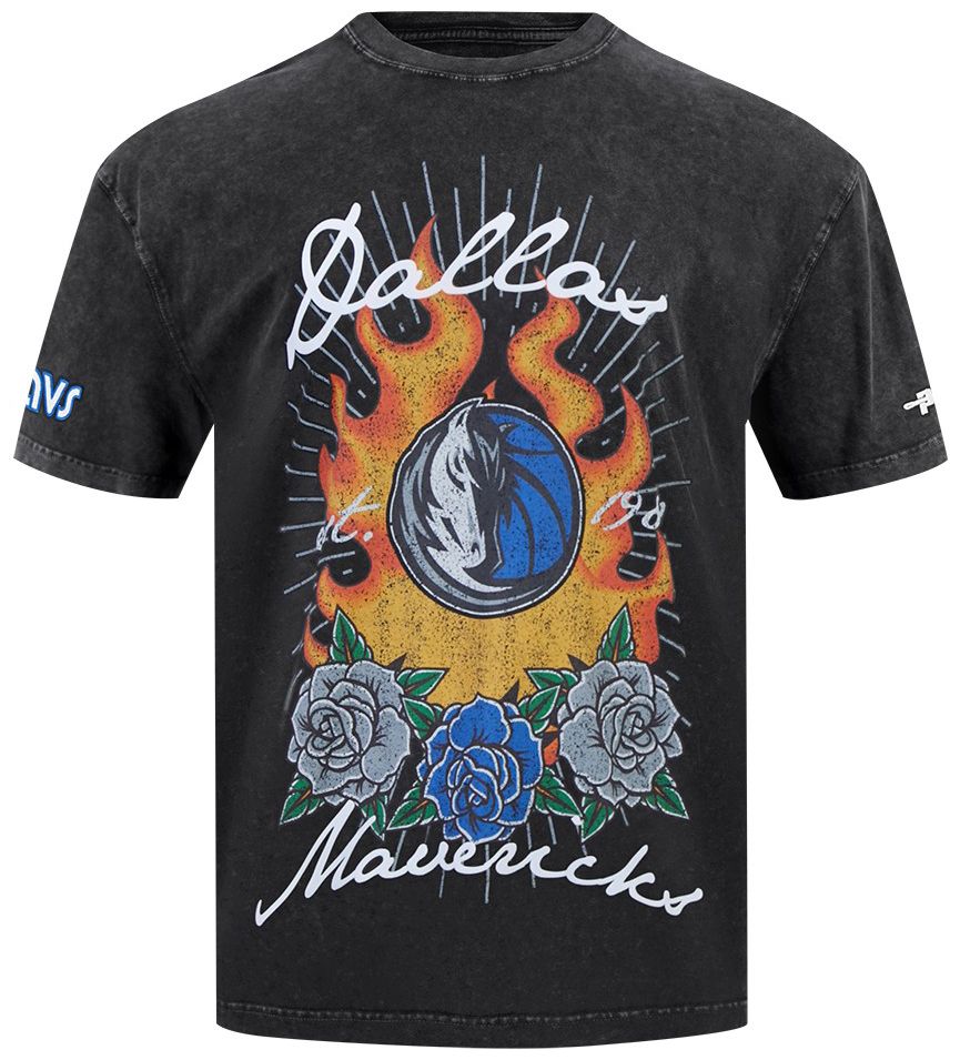 Pro Standard Men's Dallas Mavericks Black Fire And Roses Washed T-Shirt product image