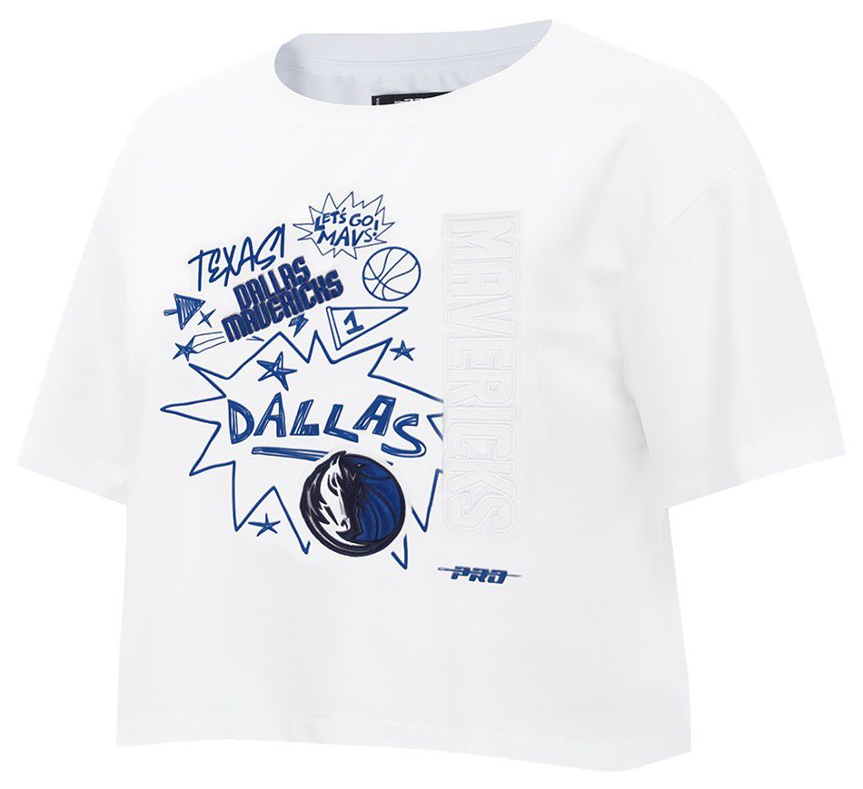 Pro Standard Women's Dallas Mavericks White Sketchbook Boxy T-Shirt product image