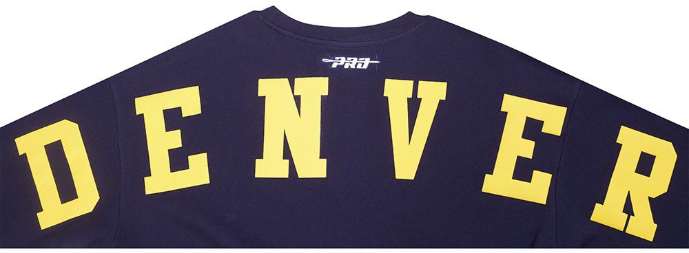 Pro Standard Men's Denver Nuggets Navy Wing Span Drop Fleece Crewneck Sweatshirt product image