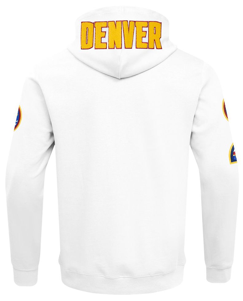 Pro Standard Men's Denver Nuggets White Classic Chenille Full Zip Hoodie product image