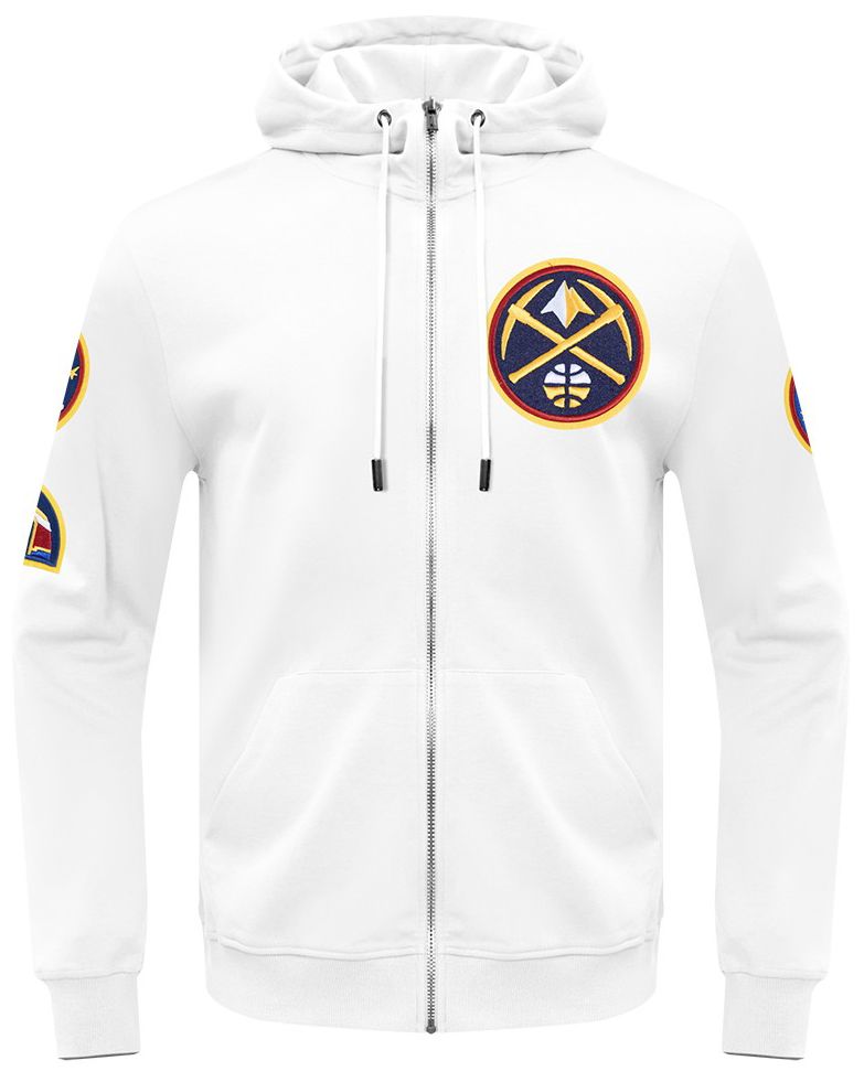 Pro Standard Men's Denver Nuggets White Classic Chenille Full Zip Hoodie product image