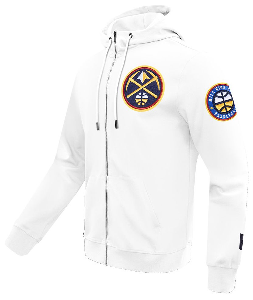 Pro Standard Men's Denver Nuggets White Classic Chenille Full Zip Hoodie product image