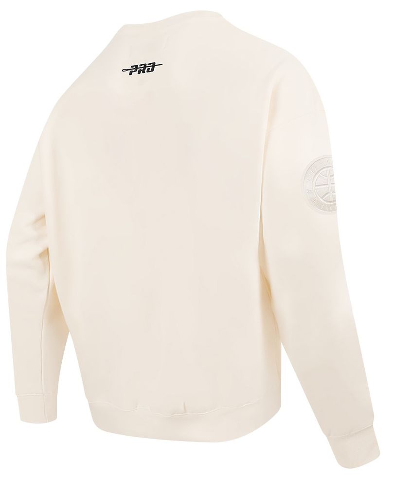 Pro Standard Men's Denver Nuggets Off White Neutral Drop Fleece Crewneck Sweatshirt product image