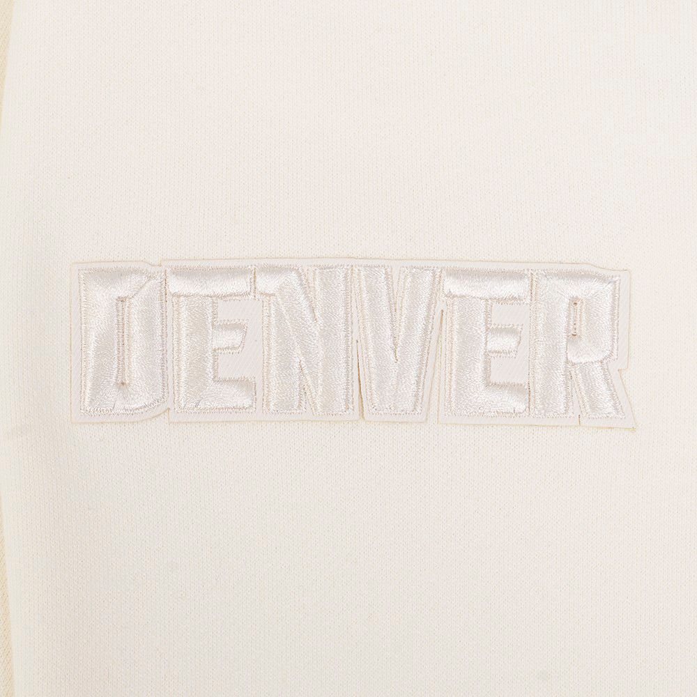 Pro Standard Men's Denver Nuggets Off White Neutral Drop Fleece Crewneck Sweatshirt product image