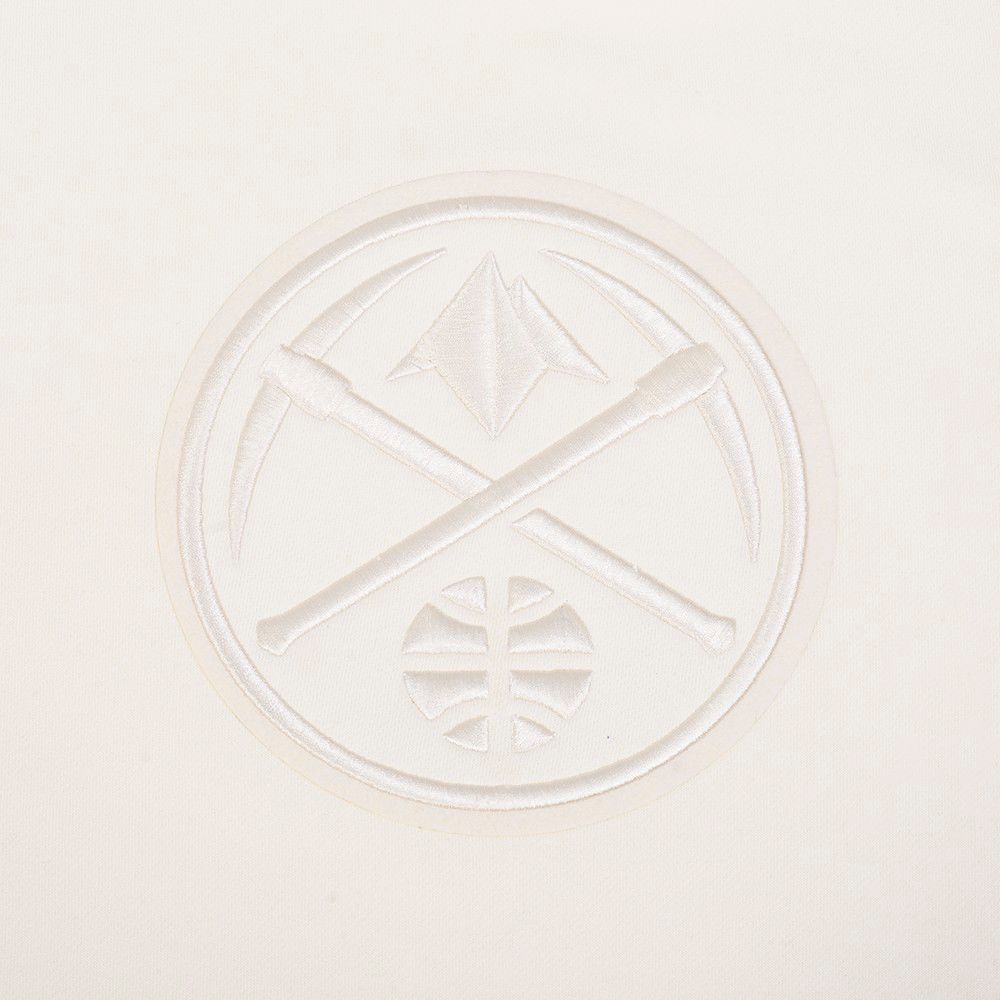 Pro Standard Men's Denver Nuggets Off White Neutral Drop Fleece Crewneck Sweatshirt product image