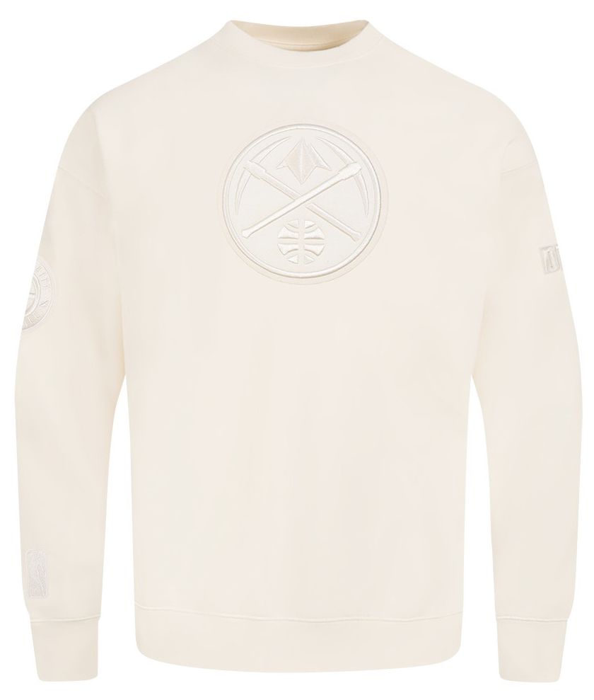 Pro Standard Men's Denver Nuggets Off White Neutral Drop Fleece Crewneck Sweatshirt product image