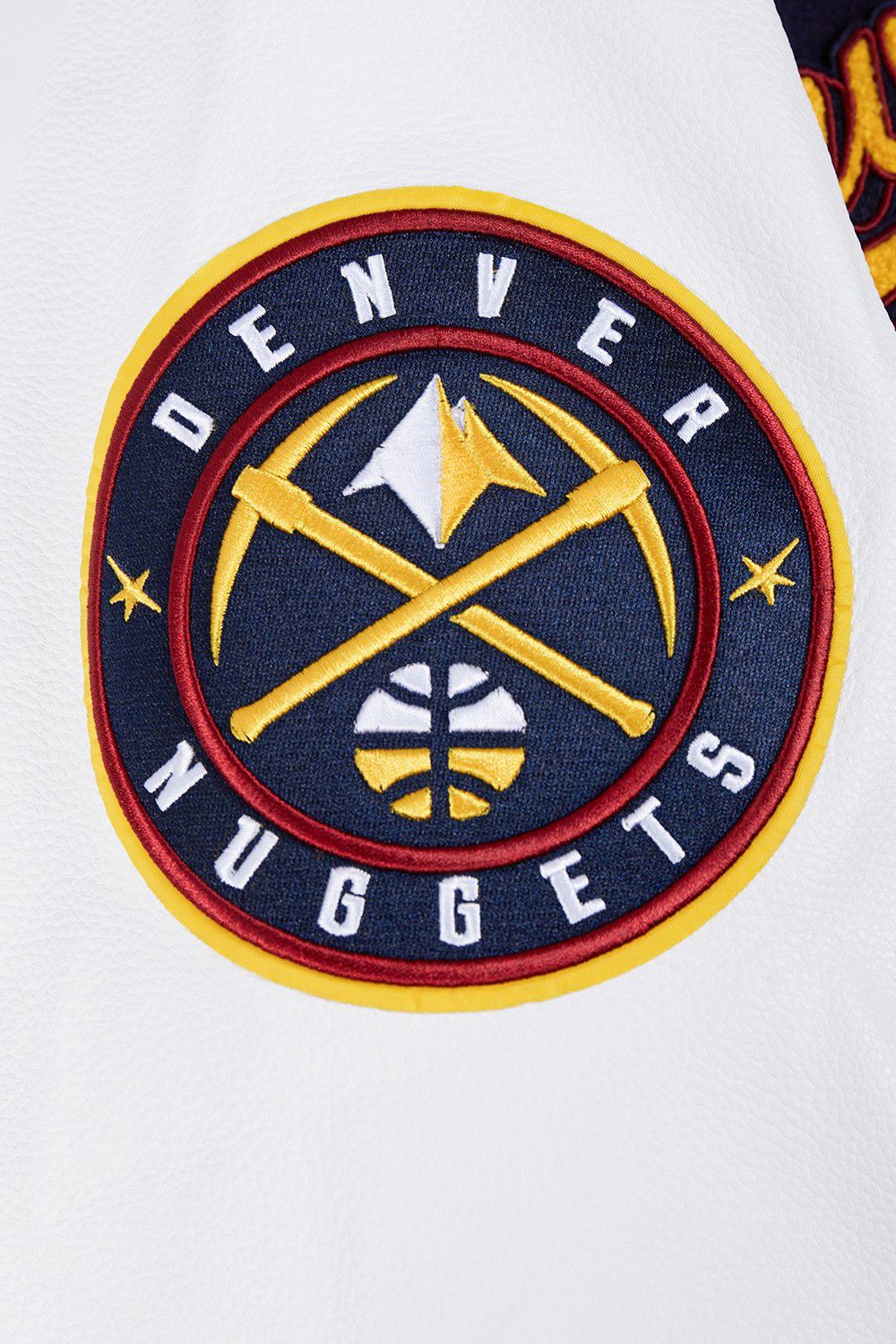 Pro Standard Men's Denver Nuggets Navy Script Tail Rib Wool Varsity Jacket product image