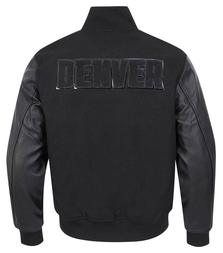 Pro Standard Men's Denver Nuggets Triple Black Wool Varsity Jacket product image
