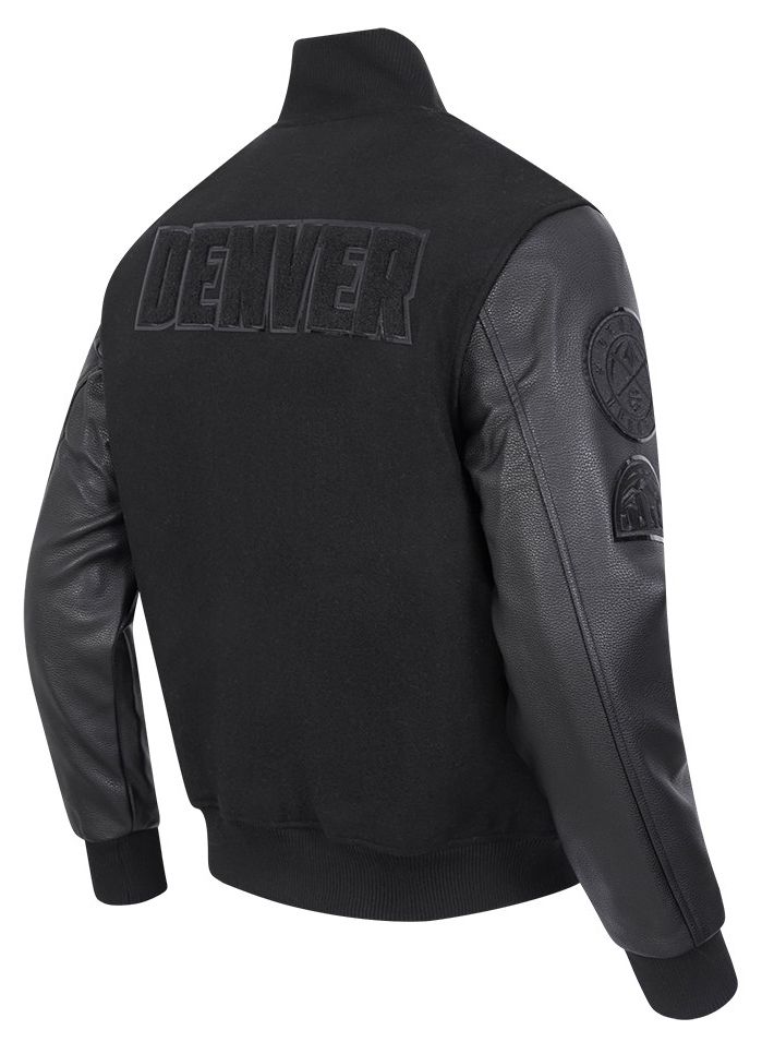 Pro Standard Men's Denver Nuggets Triple Black Wool Varsity Jacket product image