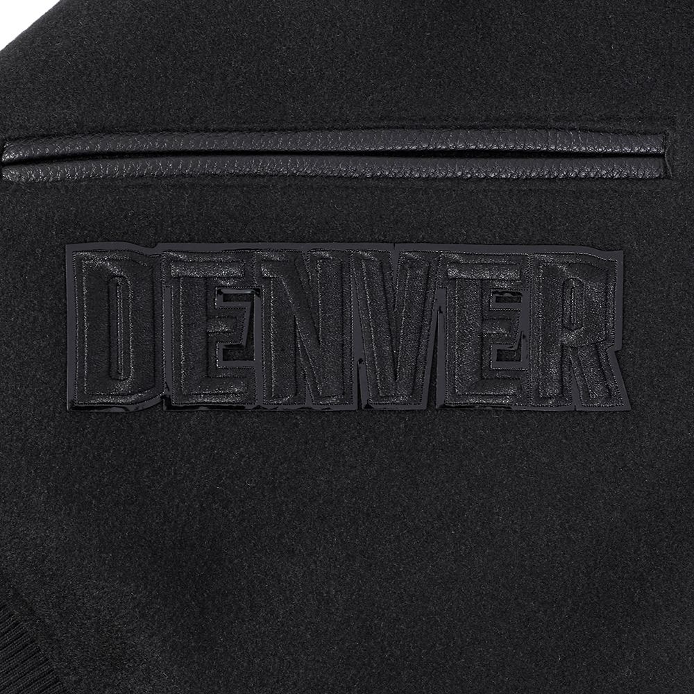 Pro Standard Men's Denver Nuggets Triple Black Wool Varsity Jacket product image