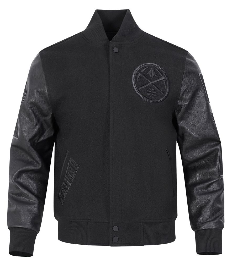 Pro Standard Men's Denver Nuggets Triple Black Wool Varsity Jacket product image