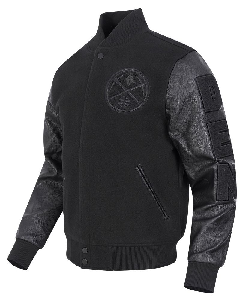 Pro Standard Men's Denver Nuggets Triple Black Wool Varsity Jacket product image