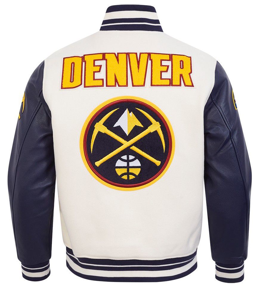 Pro Standard Men's Denver Nuggets Off White Retro Classic Rib Wool Varsity Jacket product image