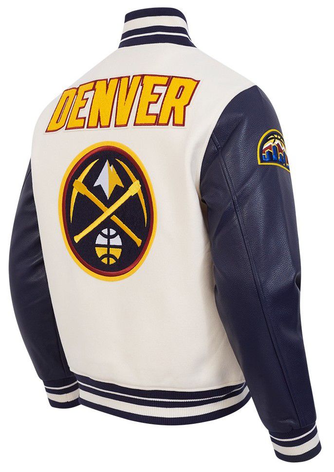 Pro Standard Men's Denver Nuggets Off White Retro Classic Rib Wool Varsity Jacket product image
