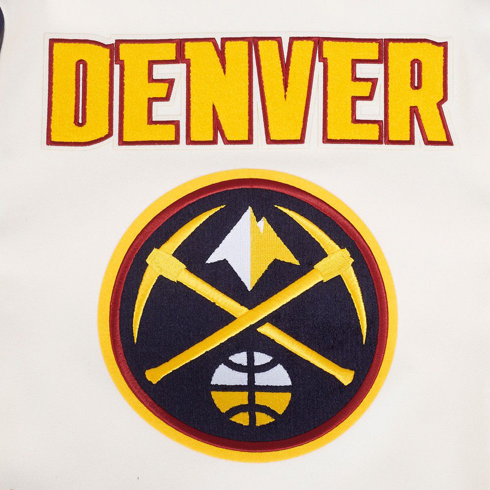 Pro Standard Men's Denver Nuggets Off White Retro Classic Rib Wool Varsity Jacket product image