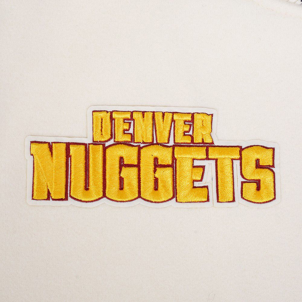 Pro Standard Men's Denver Nuggets Off White Retro Classic Rib Wool Varsity Jacket product image