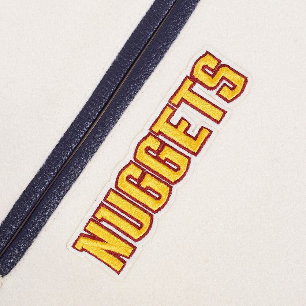 Pro Standard Men's Denver Nuggets Off White Retro Classic Rib Wool Varsity Jacket product image