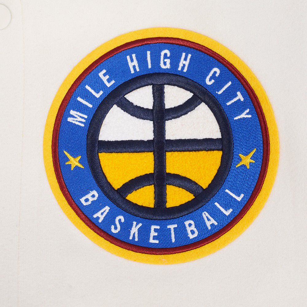 Pro Standard Men's Denver Nuggets Off White Retro Classic Rib Wool Varsity Jacket product image