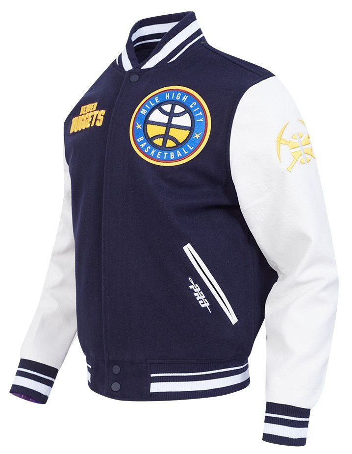Pro Standard Men's Denver Nuggets Navy Retro Classic Rib Wool Varsity Jacket product image