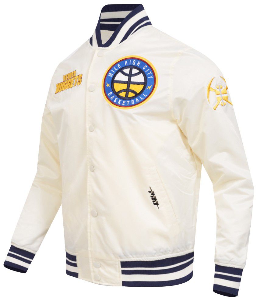 Pro Standard Men's Denver Nuggets Off White  Retro Classic Rib Satin Jacket product image